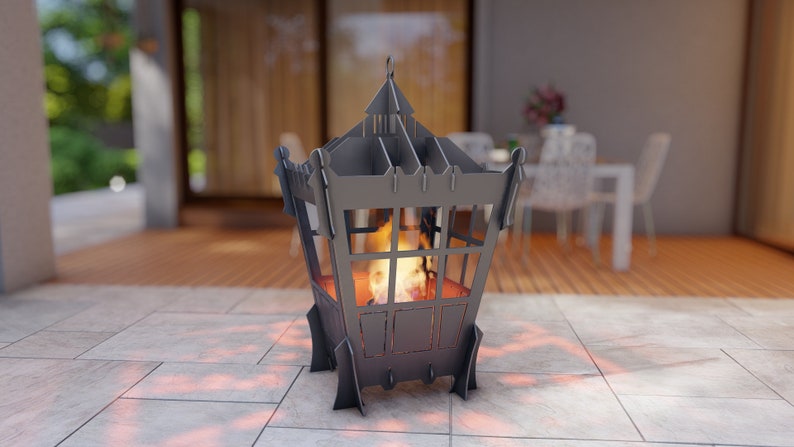 Picture - 5. Flashlight foldable fire pit for camping or backyard. The DXF and SVG files is ready for CNC, Plasma, Laser, Waterjet cutting. Portable Garden Fire pit, Outdoor Fire Pit. Metal Art Decoration. DIY Metalworking Fire Pit Project Plans.