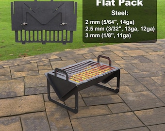 Parrilla plegable pequeña para fogatas. Producto digital, archivos DXF y SVG para CNC, plasma y láser. Parrilla plegable para fogatas, barbacoa, parrilla, barbacoa de obra.