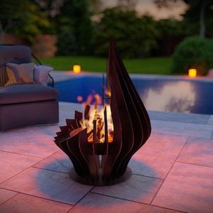Picture - 4. Drop, welded fire pit for camping or backyard. The DXF and SVG files is ready for CNC, Plasma, Laser, Waterjet cutting. Garden Fire pit, Outdoor Fire Pit. Metal Art Decoration. DIY Metalworking Fire Pit Project Plans.