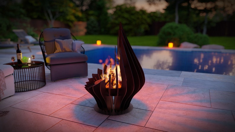 Picture - 4. Drop, welded fire pit for camping or backyard. The DXF and SVG files is ready for CNC, Plasma, Laser, Waterjet cutting. Garden Fire pit, Outdoor Fire Pit. Metal Art Decoration. DIY Metalworking Fire Pit Project Plans.