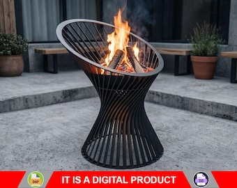 Fogata Radiance. Producto digital, archivos DXF y SVG para CNC, plasma y láser. Chimenea de jardín, fogata exterior y fogata de patio. Hazlo tú mismo.