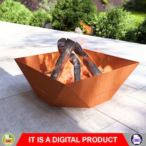 Minimalist Fire Pit. Digital product, files DXF, SVG for CNC, Plasma, Laser. Garden Fireplace, Outdoor Fire Pit, Backyard Firepit. Diy.