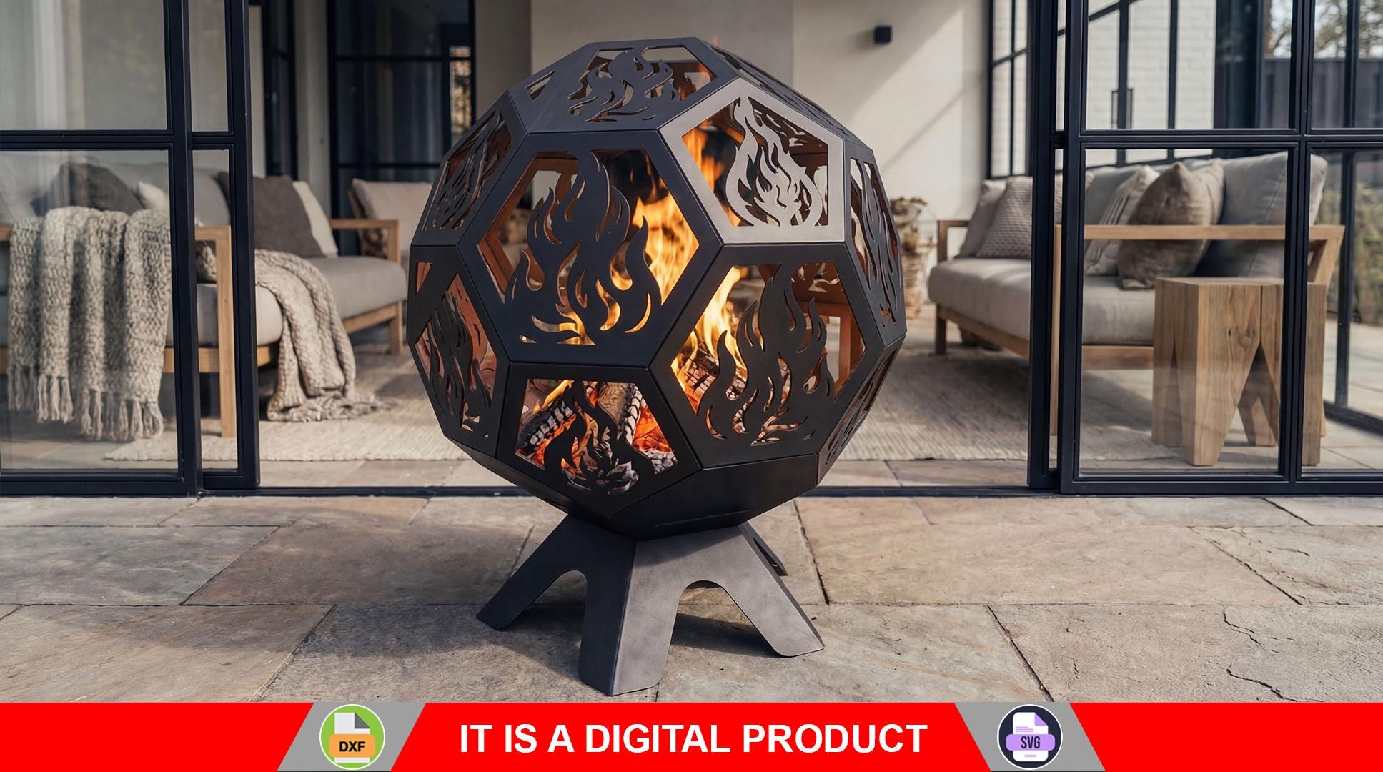 Fireball With Lid. Digital Product, Files DXF, SVG for CNC, Plasma
