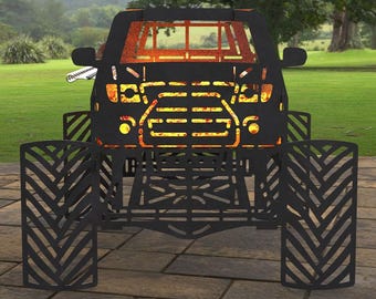 Monster Truck Fire Pit, Digital product, files DXF, SVG for Cnc, Laser, Plasma. Mangal Barbecue, Bbq, Grill, Collapsible FirePit, Car
