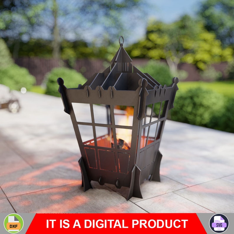 Picture - 1. Flashlight foldable fire pit for camping or backyard. The DXF and SVG files is ready for CNC, Plasma, Laser, Waterjet cutting. Portable Garden Fire pit, Outdoor Fire Pit. Metal Art Decoration. DIY Metalworking Fire Pit Project Plans.