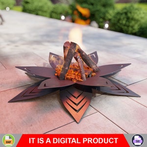 Keramik Blume. Digitales Produkt, Dateien DXF, SVG für CNC, Laser, Laser. Garten Feuerstelle, Feuerstelle im Freien, Feuerstelle im Hinterhof. Selbstgemachte Feuerstelle.