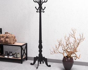 Perchero Grace. Producto digital, archivos DXF y SVG para CNC, plasma y láser. Perchero para sombreros y abrigos. Perchero independiente. Perchero colgante.