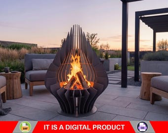 Fogata colgante. Producto digital, archivos DXF y SVG para CNC, plasma y láser. Chimenea de jardín, fogata exterior, fogata de patio. Fogón casero.
