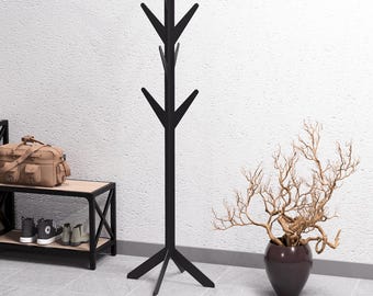 Coat Rack Modern. Digital product, files DXF, SVG for CNC, Plasma, Laser. Hat and Coat Stand. Freestanding Coat Hanger. Hanging Clothes Rack