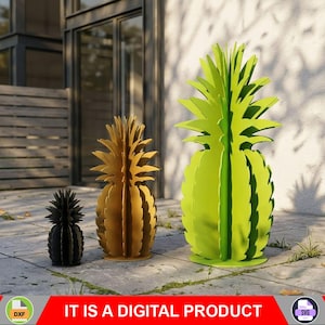 Décoration de jardin lisse avec ananas de Cayenne – Trois tailles | Fichiers CNC DXF SVG pour découpe laser et plasma | Décoration de jardin | Décoration de jardin en métal