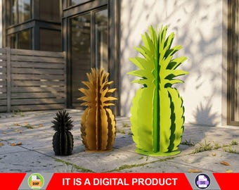 Smooth Cayenne Pineapple Garden Decor – Three Sizes | CNC Files DXF SVG for Laser & Plasma Cut | Home Backyard Decoration | Metal Yard Art