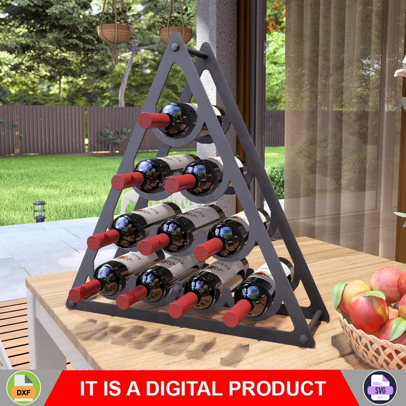 Triangular Wine Rack Wine Rack Peak. Digital Product, Files DXF, SVG for CNC, Plasma, Laser ...