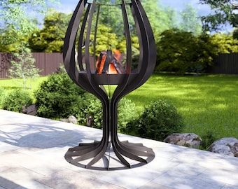 Wineglass 96" Fire Pit, Digital product, files DXF, SVG for CNC, Plasma, Laser, Waterjet. Garden Fireplace, FirePit, Metal Art, Decoration