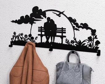 Romantic V2 Wall Mount Coat rack, Digital product, files DXF, SVG for CNC, Plasma, Laser. Wall Coatrack. Coat Hanger. Hanging Clothes Rack