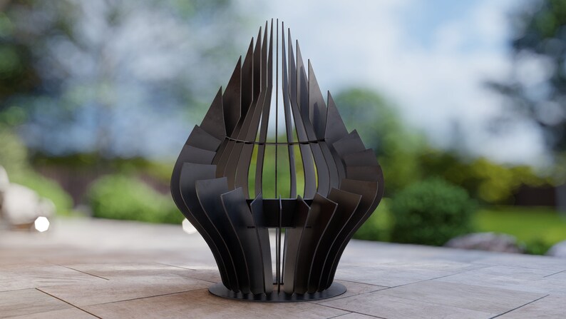 Picture - 8. Drop, welded fire pit for camping or backyard. The DXF and SVG files is ready for CNC, Plasma, Laser, Waterjet cutting. Garden Fire pit, Outdoor Fire Pit. Metal Art Decoration. DIY Metalworking Fire Pit Project Plans.
