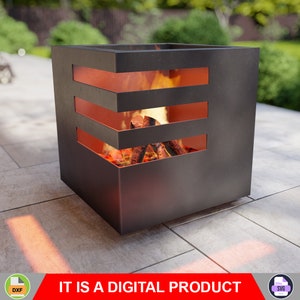 Fire Pit Cube Fort. Digital product, files DXF, SVG for CNC, Plasma, Laser. Outdoor Fire Pit, Backyard Firepit. Diy metalwork