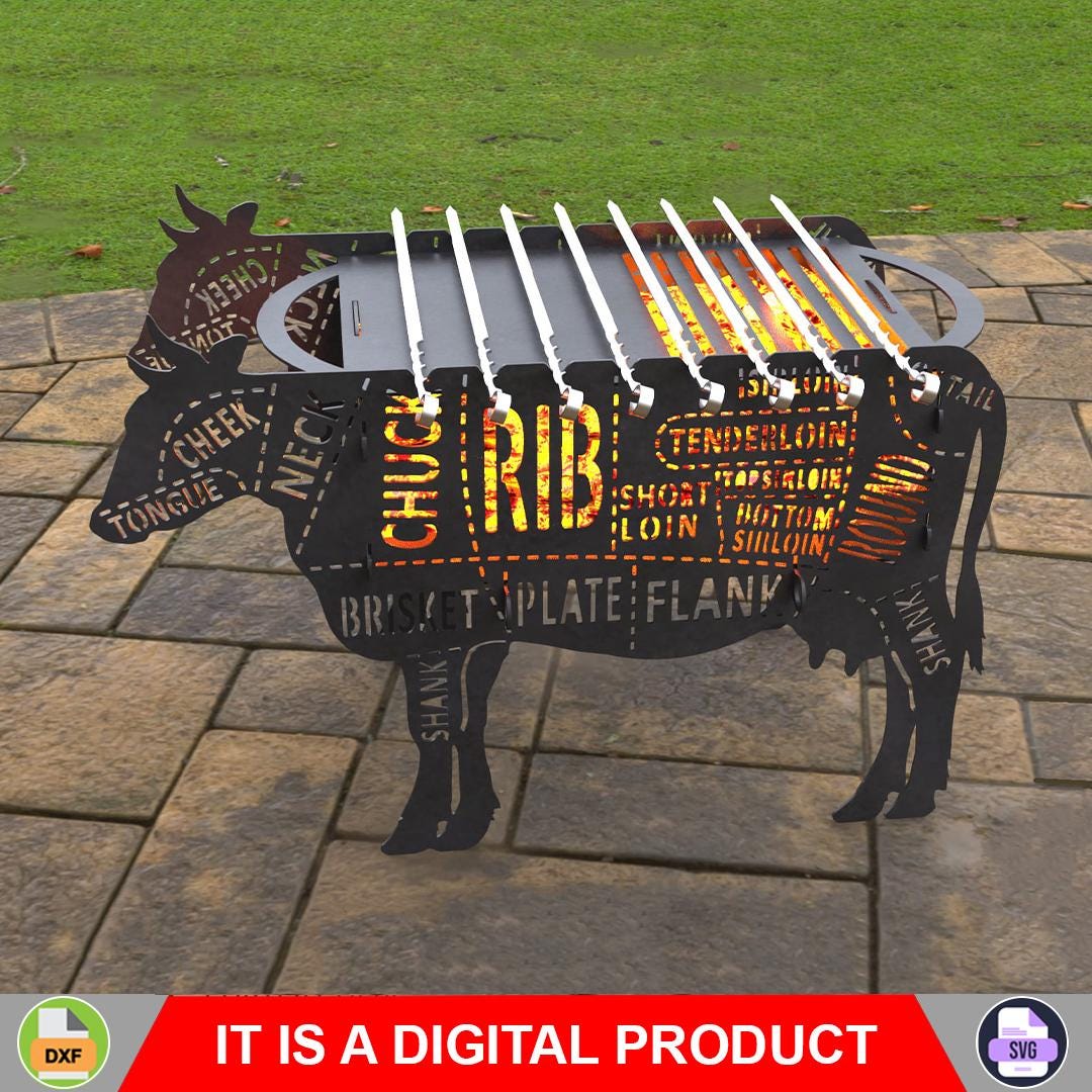 Cow Fire Pit, Digital Product, Files DXF, SVG for CNC, Plasma, Laser ...