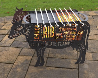 Cow Fire Pit, Digital product, files DXF, SVG for CNC, Plasma, Laser, Waterjet. Collapsible FirePit, Bbq, Grill, Mangal, Barbecue, Metal Art