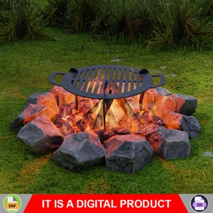 Grill on legs, Fire Pit. Digital product, files DXF, SVG for CNC, Plasma, Laser. Portable Barbecue, Foldable Grill for Camping. Diy bbq.