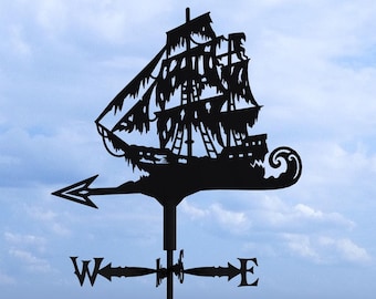 Veleta de barco fantasma en tres tamaños. Producto digital, archivos DXF y SVG para CNC, plasma y láser. Veleta decorativa para techos. Veleta. Hazlo tú mismo.