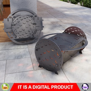 Fogata de golf con parrilla. Producto digital, archivos DXF, SVG para CNC, Plasma, Láser. Barbacoa Portátil, Barbacoa Plegable para Acampar. bricolaje