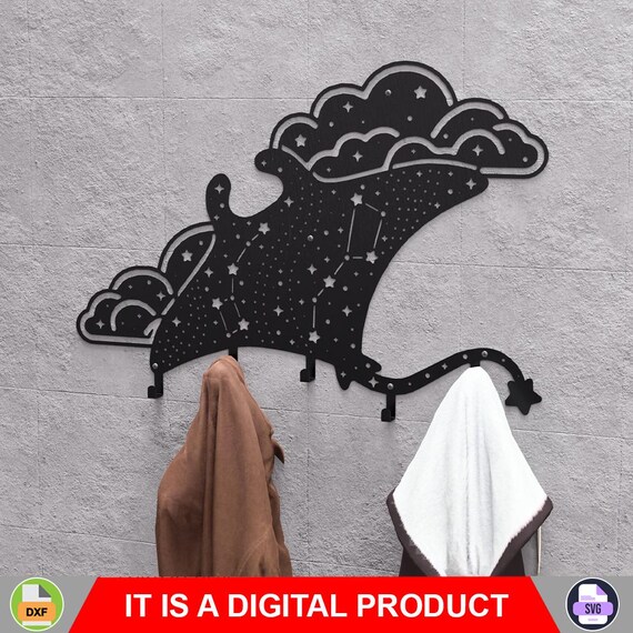 Celestial Stingray Wall Mount Coat Rack, Digital Product, Files