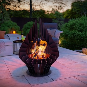 Picture - 5. Drop, welded fire pit for camping or backyard. The DXF and SVG files is ready for CNC, Plasma, Laser, Waterjet cutting. Garden Fire pit, Outdoor Fire Pit. Metal Art Decoration. DIY Metalworking Fire Pit Project Plans.