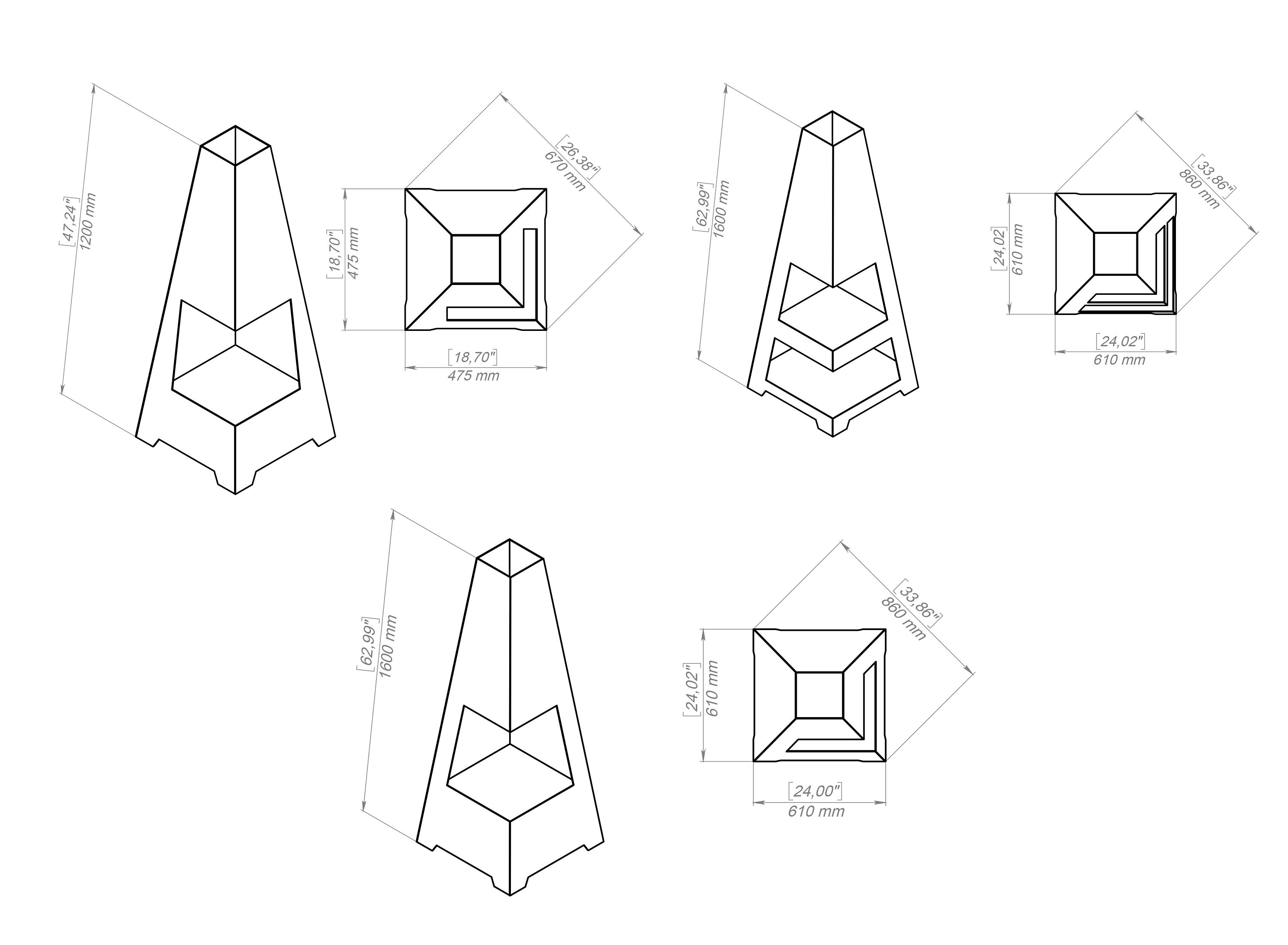 Pyramid V4 3 Types. Digital Product, Files DXF, SVG for CNC, Plasma ...