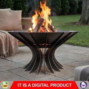 Fogata Octagon Chalice Infinity V3. Producto digital, archivos DXF y SVG para CNC, plasma y láser. Fogata para exteriores y patios. Hazlo tú mismo.