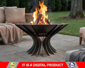 Fire Pit Octagon Chalice Infinity V3. Digital product, files DXF, SVG for CNC, Plasma, Laser. Outdoor Fire Pit, Backyard Firepit. Diy