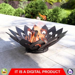 Flower Fire Pit  V2. Digital product, files DXF, SVG for CNC, Plasma, Laser. Garden Fireplace, Outdoor Fire Pit, Backyard Firepit. Diy.