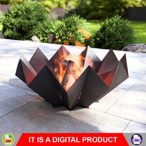 Crystal Flower Fire Pit. Digital product, files DXF, SVG for CNC, Plasma, Laser. Garden Fireplace, Outdoor Fire Pit, Backyard Firepit.