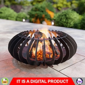 Fire Pit Glow Sphere. Digital product, files DXF, SVG for CNC, Plasma, Laser. Garden Fire Pit, Outdoor Fireplace, Backyard Firepit. Diy.