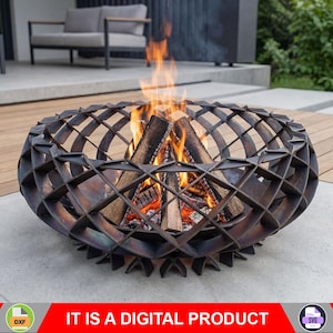 Fire Pit Twilight Flame. Digital product, files DXF, SVG for CNC, Plasma, Laser. Garden Fire Pit, Outdoor Fireplace, Backyard Firepit. Diy.
