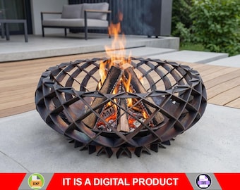 Fire Pit Twilight Flame. Digital product, files DXF, SVG for CNC, Plasma, Laser. Garden Fire Pit, Outdoor Fireplace, Backyard Firepit. Diy.