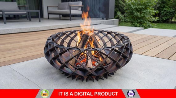 Fire Pit Twilight Flame. Digital product, files DXF, SVG for CNC, Plasma, Laser. Garden Fire Pit, Outdoor Fireplace, Backyard Firepit. Diy.