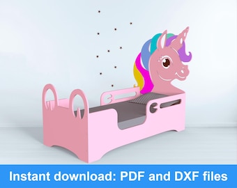 Unicorn, Plans for Kid's Wooden Bed, Montessori, Wooden Floor Bed, Toddler Bed, House Bed Frame, Loft, DIY Woodworking, Tutorial