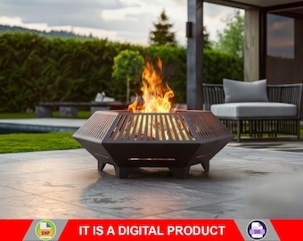 Hexagon Fire Pit IV, Digital goods, Pasma, laser cutting, files DXF, SVG. Firepit. Fireplace. The files are compatible and ready to use