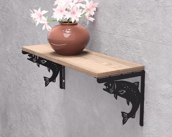 Rainbow Trout Shelf Brackets, Digital product, files DXF, SVG for CNC, Plasma, Laser cutting. Shelving Bracket. Shelf Support