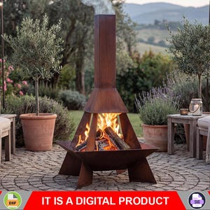 Pyramid Rocket Fire Pit, Digital product, files DXF, SVG for CNC, Plasma, Laser, Waterjet. Garden Fireplace, FirePit, Metal Art, Metal