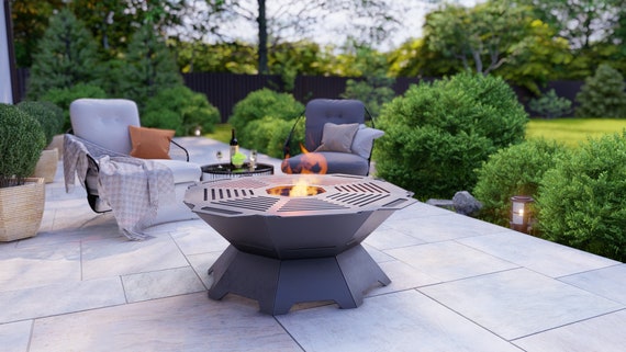 Fire Pit With Grill Octagon. Digital Product, Files DXF, SVG for