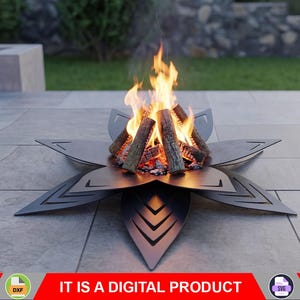 Fire Pit Flower. Digital product, files DXF, SVG for CNC, Plasma, Laser. Garden Firepit, Outdoor Fire Pit, Backyard Firepit. Diy Firepit.