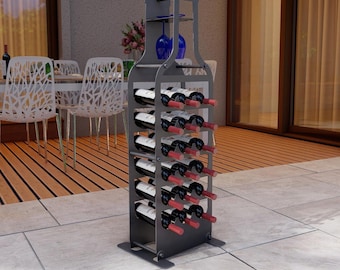 Wine Rack Bottle Big. Digital product, files DXF, SVG for CNC, Plasma, Laser. Bottle Wine Holder. Wine rack free standing. Champagne Storage