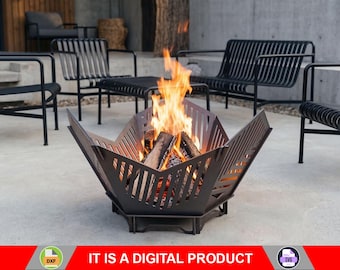 Fogón Hex V2. Producto digital, archivos DXF y SVG para CNC, plasma y láser. Fogón portátil, fogón hexagonal plegable para jardín. Hazlo tú mismo.