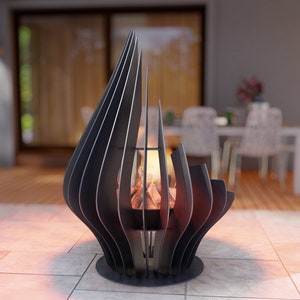 Picture - 2. Drop, welded fire pit for camping or backyard. The DXF and SVG files is ready for CNC, Plasma, Laser, Waterjet cutting. Garden Fire pit, Outdoor Fire Pit. Metal Art Decoration. DIY Metalworking Fire Pit Project Plans.