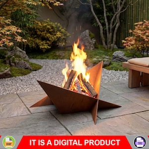 Papieren vuurkorf. Digitaal product, bestanden DXF, SVG voor CNC, plasma, laser. Open haard in de tuin, vuurplaats buiten, vuurplaats achtertuin. Doe-het-zelf