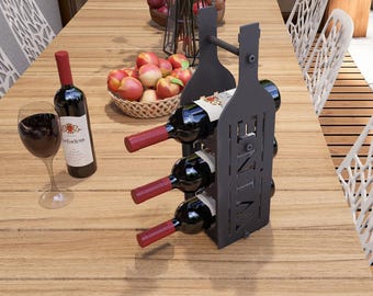 Wine Rack Bottle V1. Digital product, files DXF, SVG for CNC, Plasma, Laser. Bottle Wine Holder. Champagne Storage. Diy metalwork