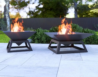 Fogata cuadrada de dos tamaños. Producto digital, archivos DXF y SVG para CNC, plasma y láser. Fogata para exteriores y patios. Fogata casera.