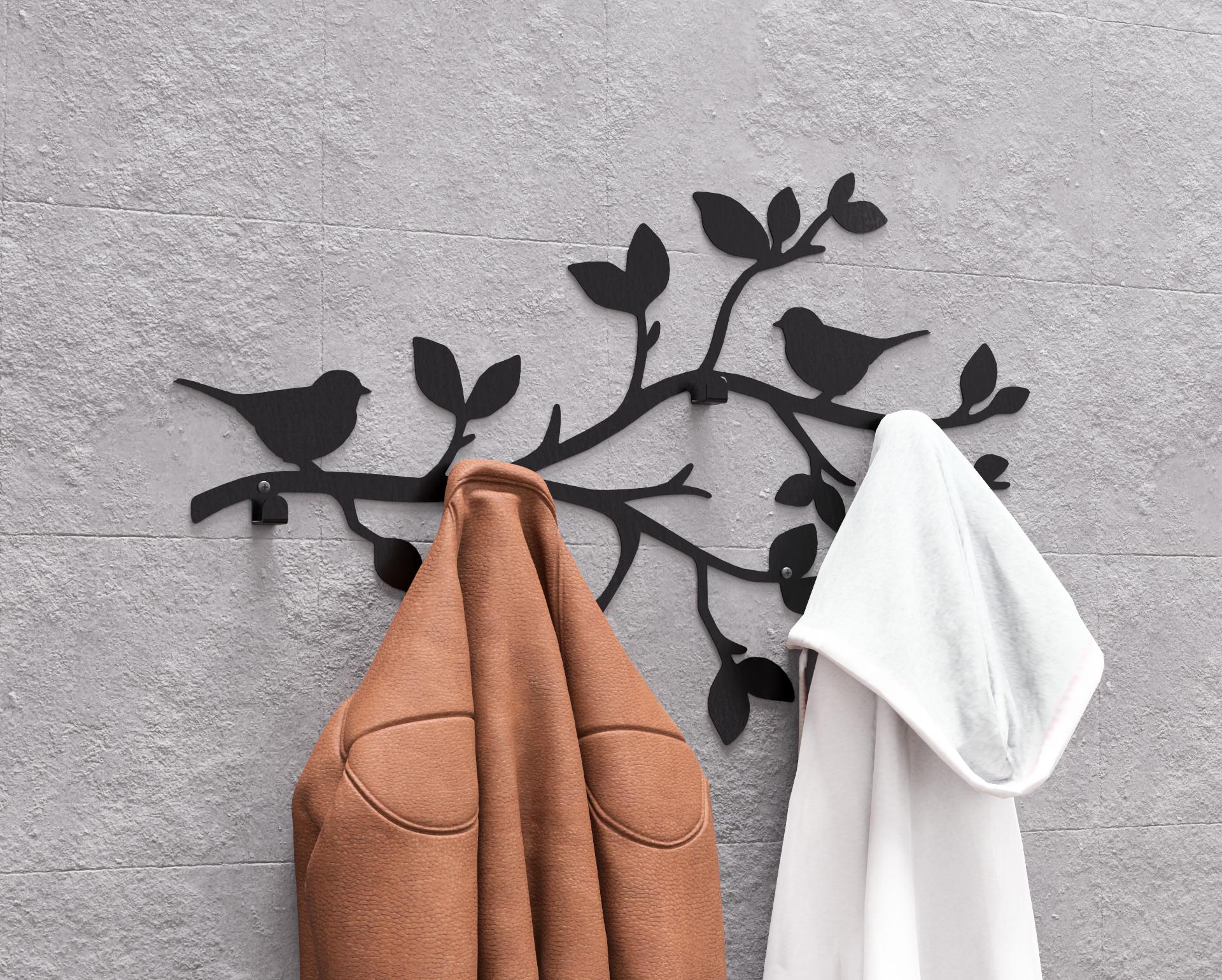 Birds on a Branch V2 Wall Coat Rack, Digital Product, Files DXF