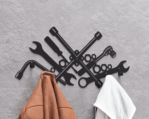 Mechanic Tools Wall Mount Coat Rack, Digital Product, Files DXF